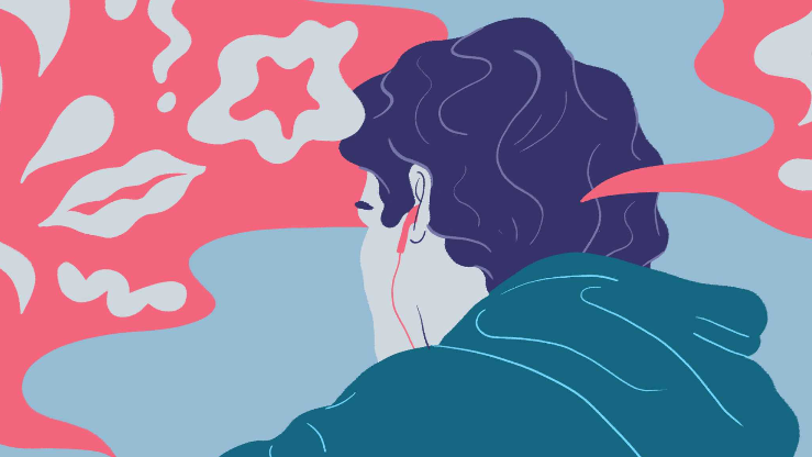 Tecknad kille sedd snett bakifrån